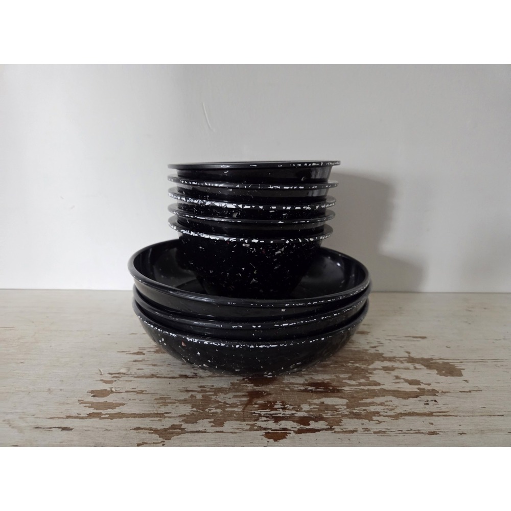 Zak Designs Black Confetti Speckled Bowls Set Of 8